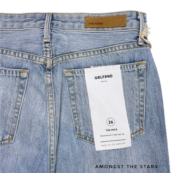 GRLFRND The Mica Distressed High Waisted Straight Leg Blue Jeans - Picture 11 of 11